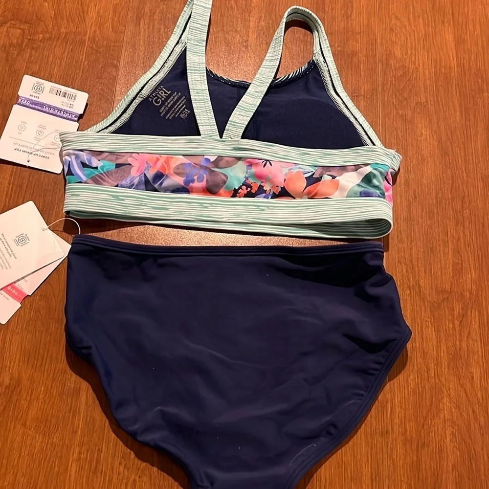 NWT Athleta Girl Surfs up bikini top  & matching bottoms Sz XL/14.